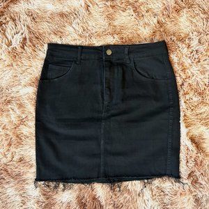 Short Distressed Denim Skirt